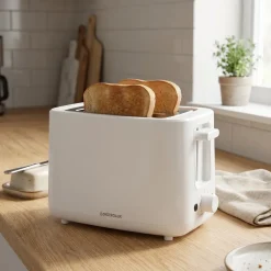 Tostapane elettrico 2 fette Bianco con timer e scongelamento 760 Watt