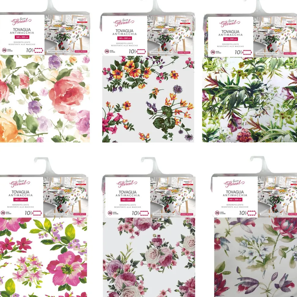 Tovaglia antimacchia Linea Flowers 10 posti