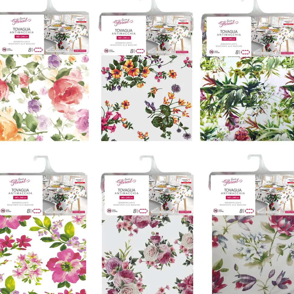 Tovaglia antimacchia Linea Flowers 8 posti