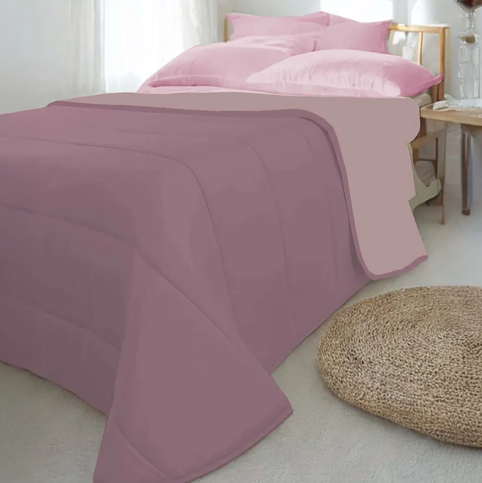 Trapunta Letto Singolo Bicolor Style Malva e Cipria 150x240 cm