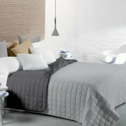 Trapunta Matrimoniale Bicolore Grigio e Antracite 250x250 cm