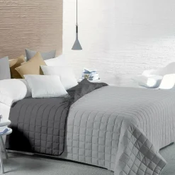 Trapunta Matrimoniale Bicolore Grigio e Antracite 250x250 cm