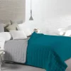 Trapunta Matrimoniale Bicolore Petrolio e Grigio 260x260 cm