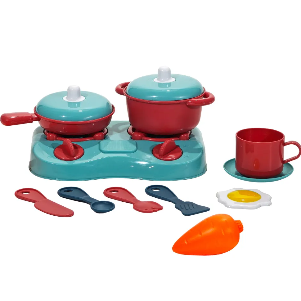 Trolley Mini Chef 2 in 1 Cucina Portatile 13 Pezzi