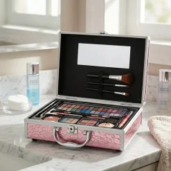 Valigetta Make-Up 46 Pezzi Effetto Coccodrillo Rosa