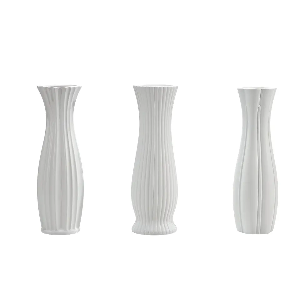 Vaso Decorativo in Argilla Bianco h45 cm diametro 14 cm