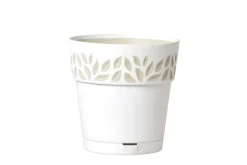 Vaso Decorato Cloe in plastica bianco con riserva d'acqua