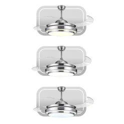 Ventilatore da Soffitto con Plafoniera LED e Pale Retrattili Aura Fan
