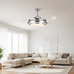 Ventilatore da Soffitto con Plafoniera LED e Pale Retrattili Aura Fan