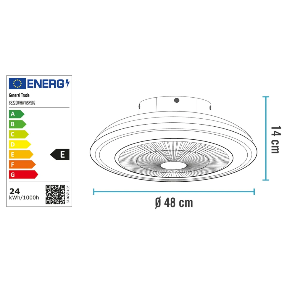 Ventilatore da Soffitto con Plafoniera Vortix LED