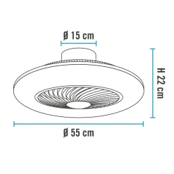 Ventilatore da Soffitto con Plafoniera Wi-Fi Ellyot LED