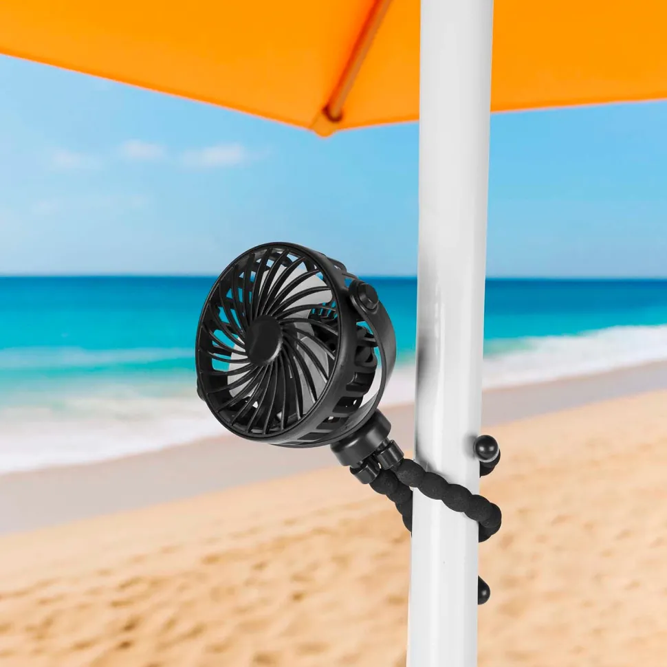 Ventilatore Ricaricabile USB da Tavolo e Portatile con Treppiede Flessibile e LED h22,5 cm