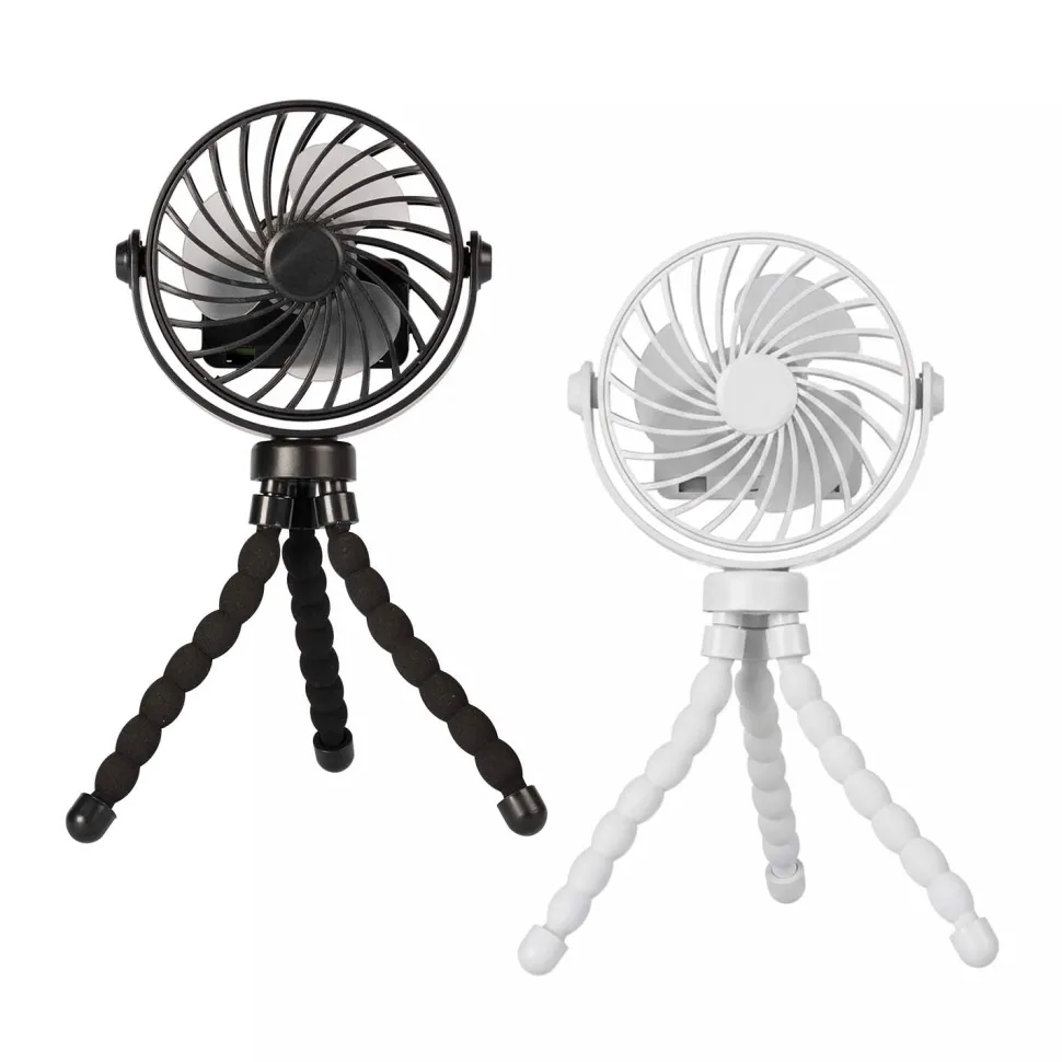 Ventilatore Ricaricabile USB da Tavolo e Portatile con Treppiede Flessibile e LED h22,5 cm