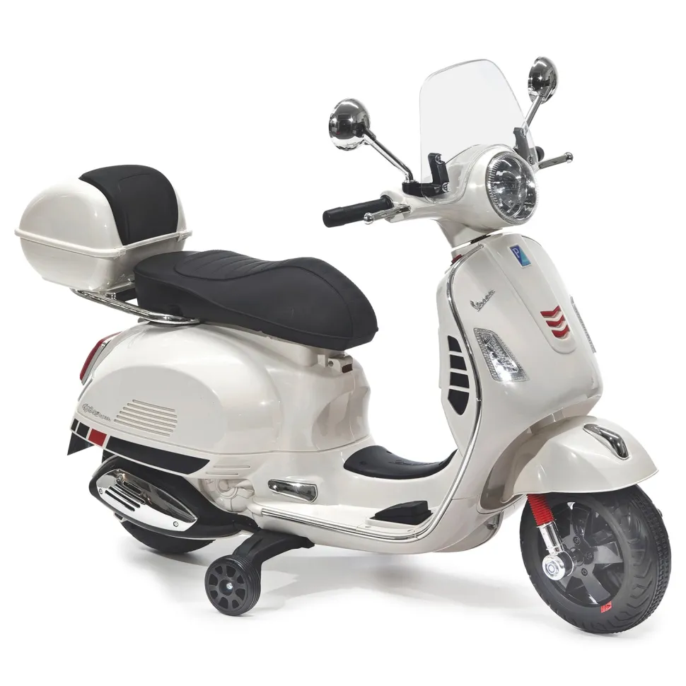 Vespa Elettrica per Bambini Bianca con Luci e Musica 3+ Anni