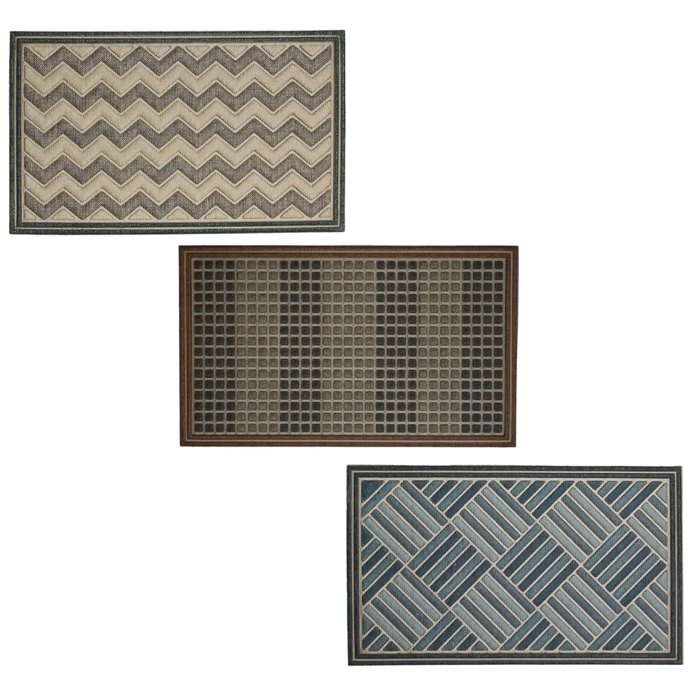 Zerbino Design Moderno con texture Geometriche in Poliestere con retro in gomma 45x75 cm